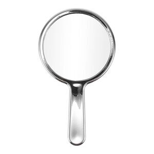 Water Wave Pattern Round Cosmetic Mirror for Vacation Silver Tone Medium